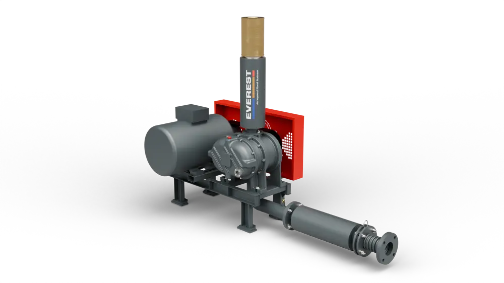 Everest twin lobe Roots air blower with motor, silencer and filter